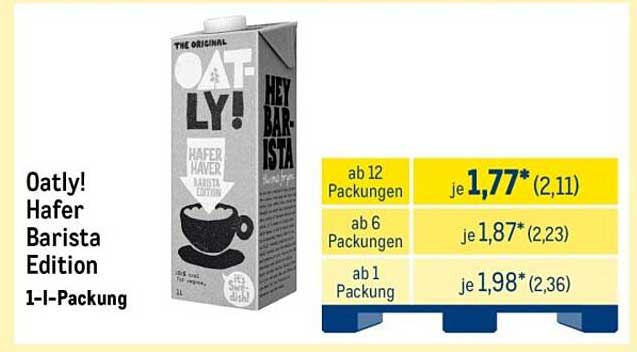 Oatly! Hafer Barista Edition 1-Liter-Packung