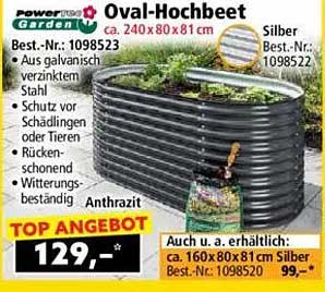 Oval-Hochbeet ca. 240x80x81 cm Silber