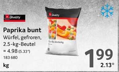 Paprika bunt Würfel, gefroren, 2.5-kg-Beutel