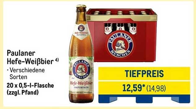 Paulaner Hefe-Weißbier 20 x 0,5 l-Flasche