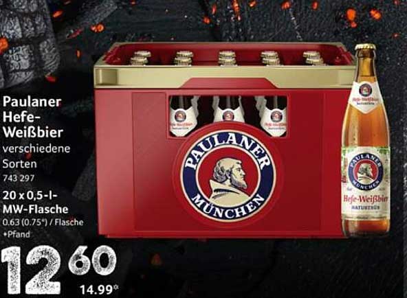Paulaner Hefe-Weißbier 20 x 0,5-l-MW-Flasche