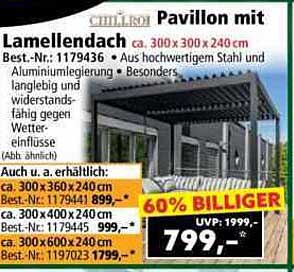 Pavillon mit Lamellendach 300x300x240 cm