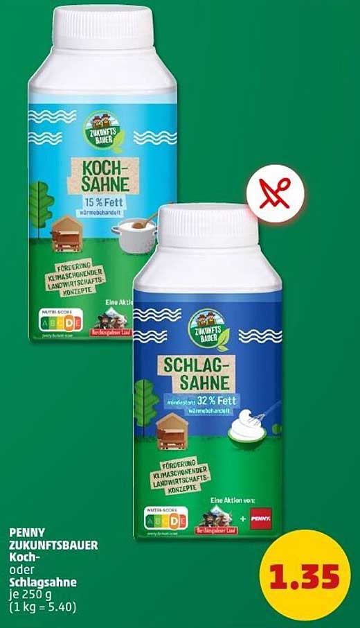 PENNY ZUKUNFTSBAUER Koch- oder Schlagsahne 250 g