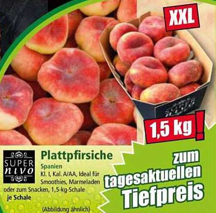 Plattpfirsiche - 1,5 kg zum tagesaktuellen Tiefpreis