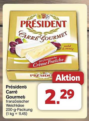Président Carré Gourmet französischer Weichkäse 200-g-Packung