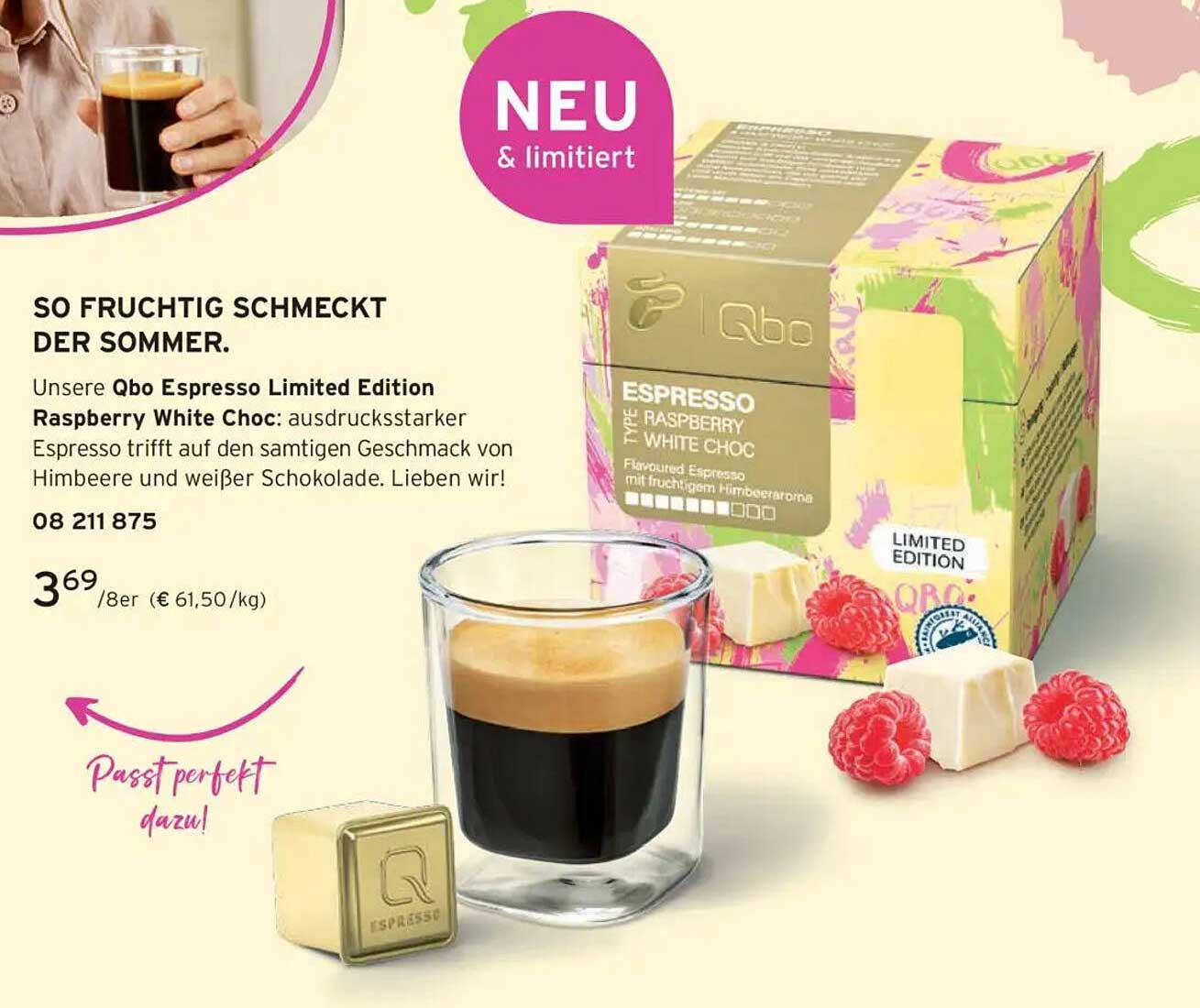 Qbo Espresso Limited Edition Raspberry White Choc