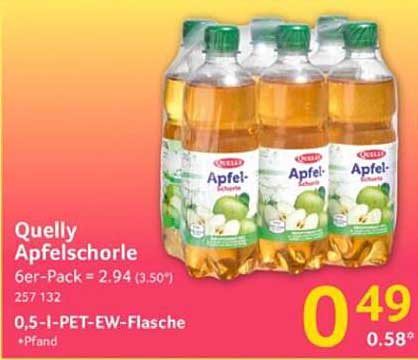 Quelly Apfelschorle 0,5-Liter PET-Flasche