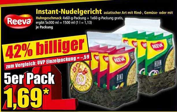 Reeva Instant-Nudelgericht – 5er Pack für nur 1,69 €!