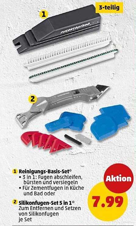 Reinigungs-Basis-Set 3 in 1 für Fugen und Silikonfugen-Set 5 in 1