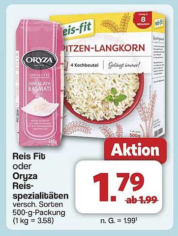 Reis Fit oder Oryza Reis-Spezialitäten 500 g - Verschiedene Sorten