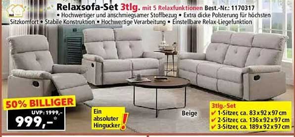 Relaxsofa-Set 3tlg. mit 5 Relaxfunktionen