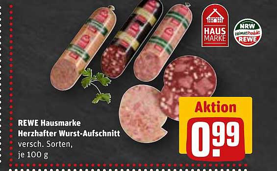REWE Hausmarke Herzhaften Wurst-Aufschnitt, verschiedene Sorten, je 100 g