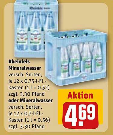 Rheinfels Mineralwasser - 12 x 0,75 l oder 12 x 0,7 l Flasche
