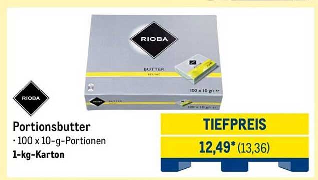 RIoba Portionsbutter - 100 x 10-g-Pakete im 1-kg-Karton
