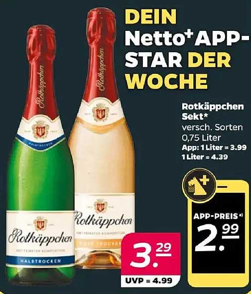 Rotkäppchen Sekt 0,75 Liter – Dein Netto* APP-STAR der Woche