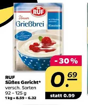 RUF Süßes Gericht – Unser Grießbrei in verschiedenen Sorten