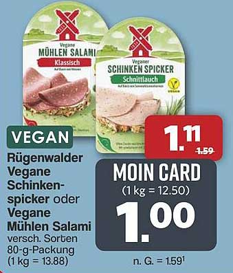 Rügenwalder Vegane Schinken-Spicker oder Vegane Mühlen Salami