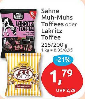Sahne Muh-Muhs Toffees oder Lakritz Toffee