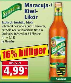 Sambalita Maracuja-/Kiwi-Likör