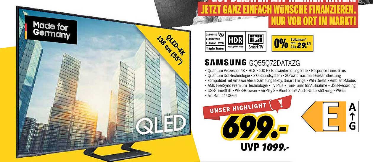 Samsung QLED TV 138 cm (55 Zoll) - GQ55Q72DATXZG
