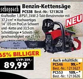 Scheppach Benzin-Kettensäge PCS38 - 65% günstiger