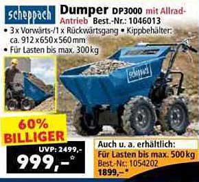 Scheppach Dumper DP3000 mit Allrad-Antrieb