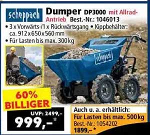 scheppach Dumper DP3000 mit Allrad-Antrieb