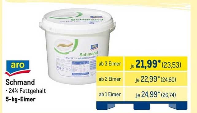 Schmand 5-kg-Eimer - 24% Fettgehalt