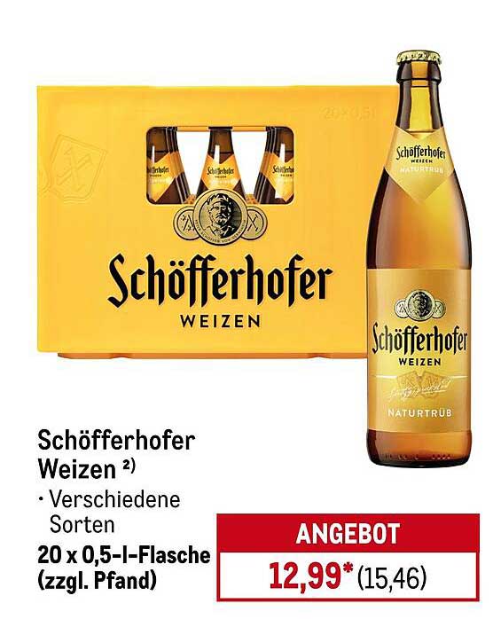 Schöfferhofer Weizen 20 x 0,5 l-Flasche (zzgl. Pfand)