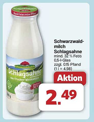 Schwarzwaldmilch Schlagrahm 32% Fett - Jetzt zum Aktionspreis!