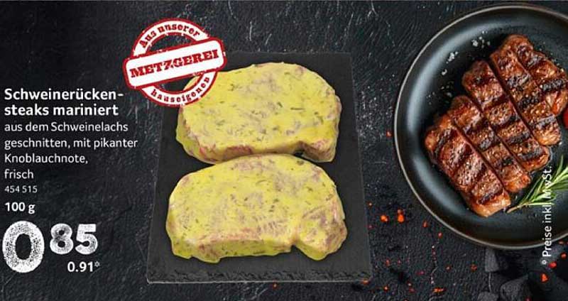 Schweinerückensteaks mariniert aus dem Schweinelachs