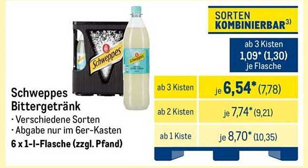 Schweppes Bittergetränk 6 x 1-Liter-Flasche (zzgl. Pfand)