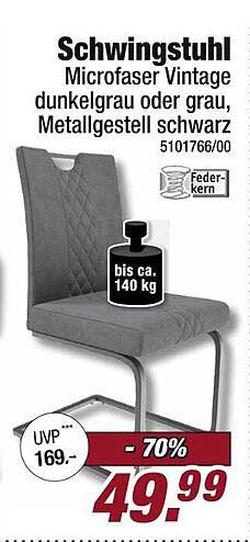 Schwingstuhl Microfaser Vintage dunkelgrau oder grau, Metallgestell schwarz