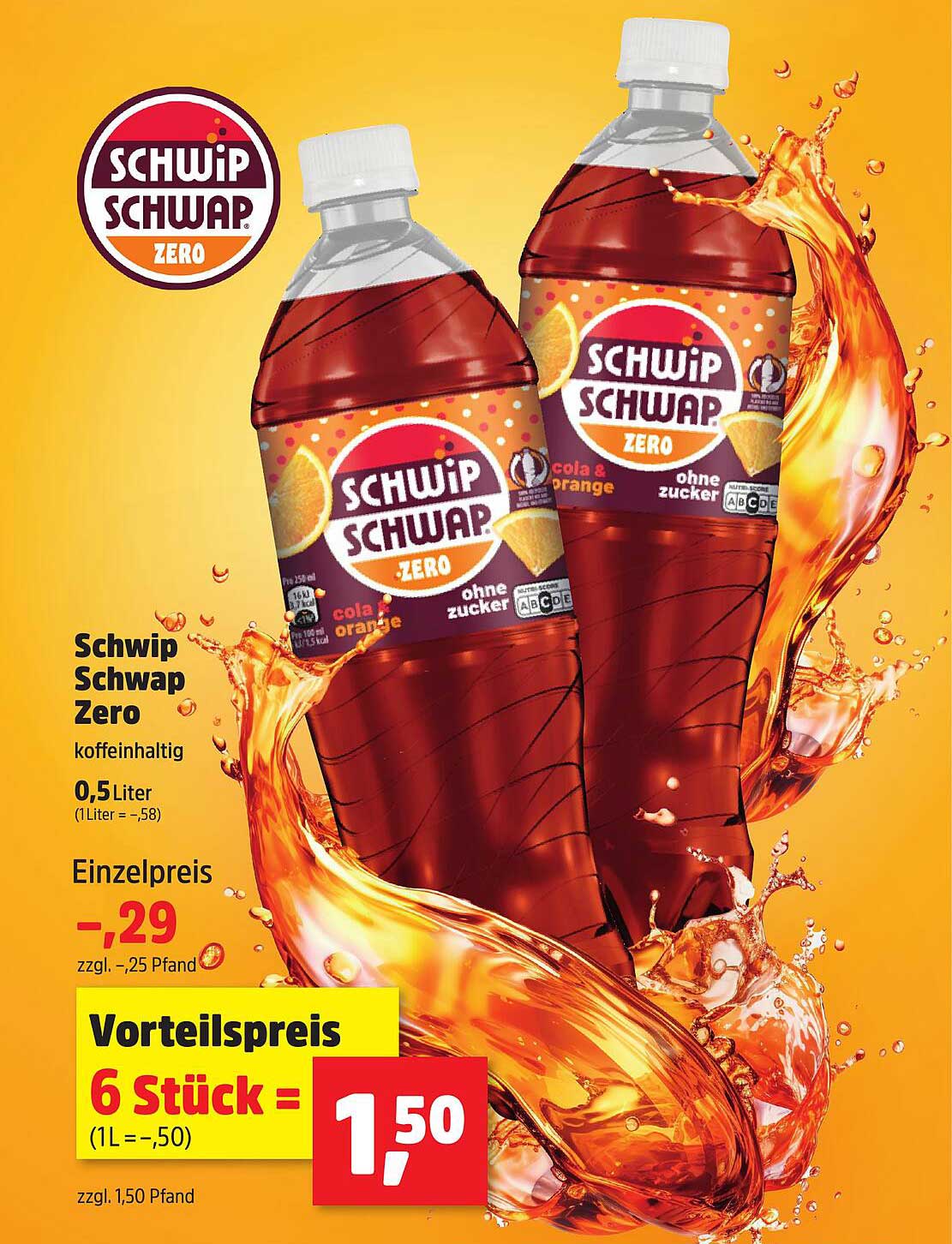 Schwip Schwap Zero - Cola & Orange, koffeinhaltig, 0,5 Liter