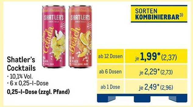 Shatler's Cocktails - Erfrischende Vielfalt in Dosen
