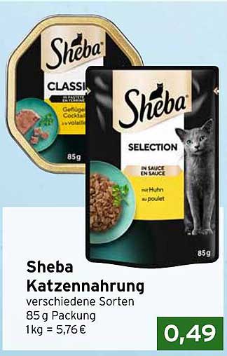 Sheba Katzennahrung verschiedene Sorten 85g Packung