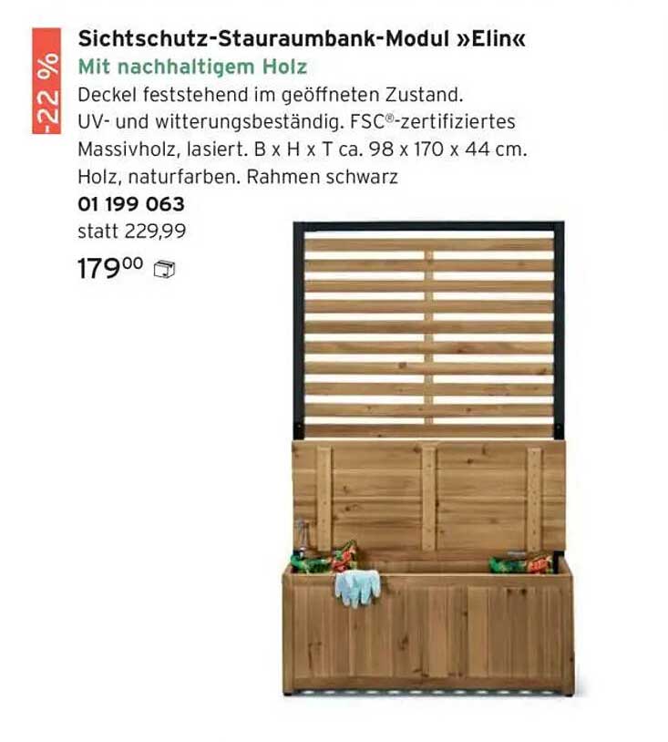 Sichtschutz-Stauraumbank-Modul »Elin«