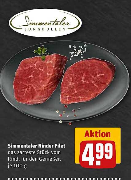 Simmentaler Rinder Filet - das zarteste Stück vom Rind, für den Genießer, je 100 g