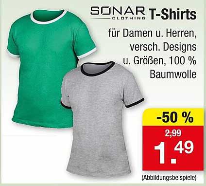 SONAR T-Shirts für Damen und Herren, 100 % Baumwolle, verschiedene Designs und Größen