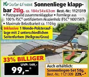 Sonnenliege klappbar 2tlg. - Ideal für deinen Garten!