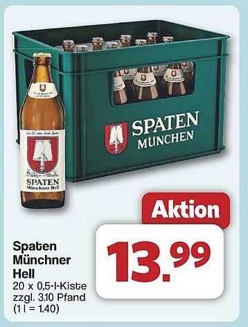 Spaten Münchner Hell - 20 x 0,5-l-Kiste