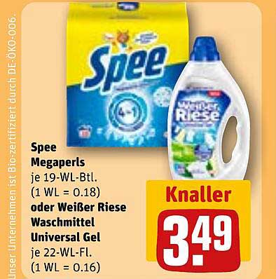 Spee Megaperls oder Weißer Riese Waschmittel Universal Gel