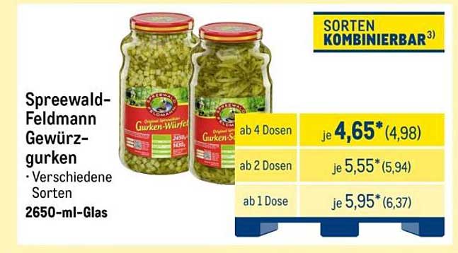 Spreewald-Feldmann Gewürzgurken - verschiedene Sorten 2650-ml-Glas