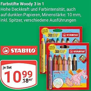 Stabilo Woody 3 in 1 - Farbset für kreative Köpfe