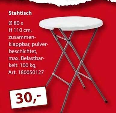 Stehtisch Ø 80 x H 110 cm – Zusammenklappbar und Pulverbeschichtet