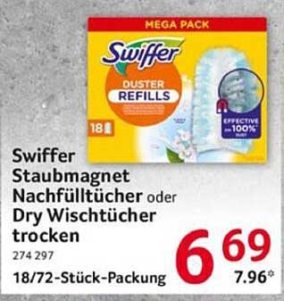 Swiffer Staubmagnet Nachfülltücher oder Dry Wischtücher trocken