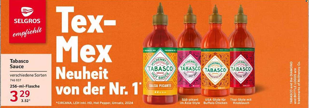Tabasco Sauce in verschiedenen Sorten – Neuheit von der Nr. 1