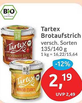 Tartex Brotaufstrich verschieden Sorten 135/140 g