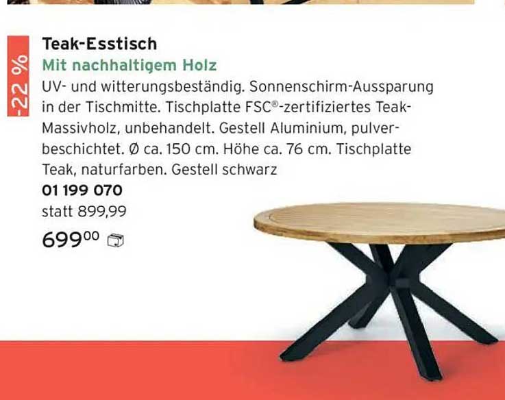 Teak-Esstisch mit nachhaltigem Holz
