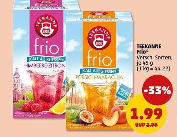 Teekanne Frio – Kalt Aufgegoßen, Himbeere-Zitrone und Pfirsich-Maracuja